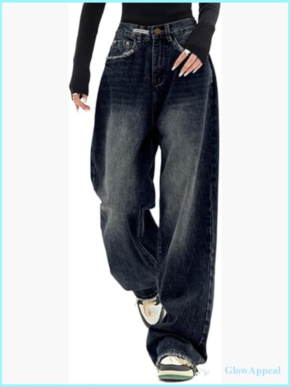 Baggy Boyfriend Jeans Mid-Low Waist Streetwear Wide Leg Denim Pants